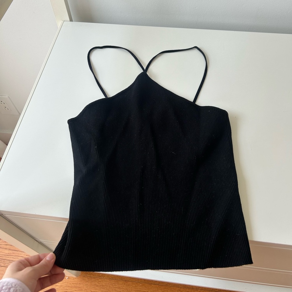 Zara Black ribbed large Strapless top cami halter
